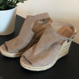 Taupe suede wedges
